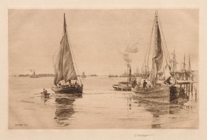 Zwei Schaluppen auf dem East River