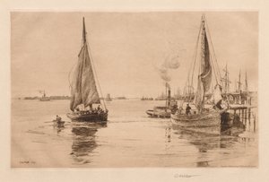 Zwei Schaluppen auf dem East River, 1889