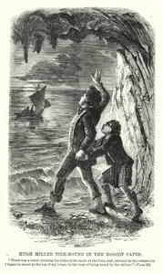 Hugh Miller in den Doocot-Höhlen gefangen von Charles Altamont Doyle