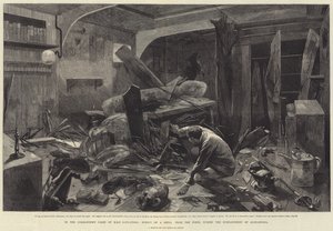 In der Kommandantenkabine der HMS Alexandra, Wirkung einer Granate von den Forts während der Bombardierung von Alexandria