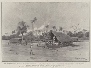 Eine der Veränderungen durch die Aro-Expedition, ein Ju-Ju-Haus in Arochuku, das seit dem 23. Dezember von britischen Offizieren besetzt ist von Charles Auguste Loye