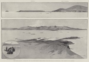 Die chinesische Frage, Wei-Hai-Wei, der Marinehafen, der an Großbritannien verpachtet wurde, mit der Insel Liu-Kung-Tau am Eingang zu seinem Hafen von Charles Auguste Loye