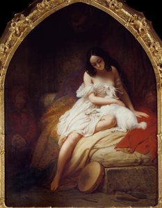 Esmeralda. Darstellung der Figur aus „Notre Dame de Paris“ von Victor Hugo (1802-1885). Gemälde von Charle Auguste Steuben (1788-1856) 1839
