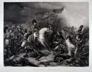 Napoleon (1769-1821) in der Schlacht von Waterloo, 1815