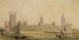 Perspektivische Ansicht der neuen Parlamentsgebäude, ca. 1840er Jahre