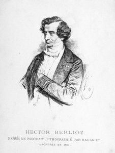 Porträt von Hector Berlioz (1803 - 1869) - basierend auf einem lithografierten Porträt von Baugniet in London im Jahr 1851. von Charles Baugniet