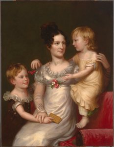 Sarah Weston Seaton mit ihren Kindern Augustine und Julia, um 1815 von Charles Bird King