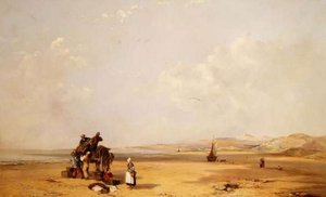 Fischer entladen ihren Fang am Strand in der Cardigan Bay von Charles Branwhite