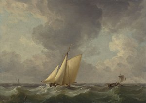 Ein Kutter bei starkem Wind von Charles Brooking