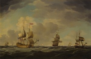 Englisches Flaggschiff bei mäßigem Wind