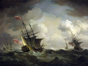 Britisches Geschwader im Wind gefangen