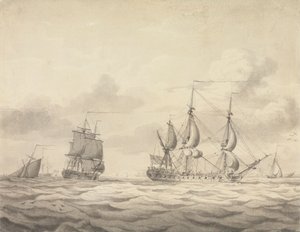 Zwei Fregatten vor dem Wind von Charles Brooking