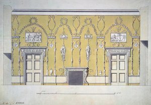Entwurf des Grünen Speisesaals im Großen Palast in Zarskoje Selo, frühe 1780er Jahre