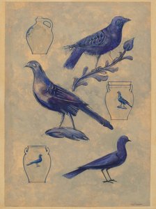 Vogeldekorationen für Steinzeug von Charles Caseau