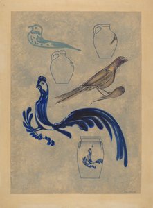 Vogeldekorationen auf Steingut