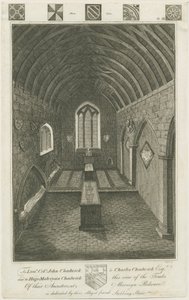 Mavesyn Ridware - Totenhalle der Mavesyns: Gravur, spätes 18. Jahrhundert von Charles Chadwick