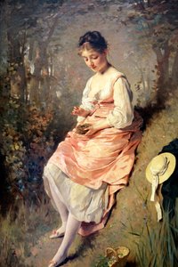 Mädchen mit einem Vogelnest, späte 1860er Jahre