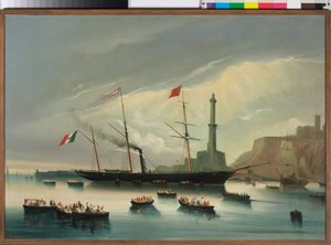 Die Ankunft des Dampfers Cagliari in Genua von Charles Cheri Dubreuil