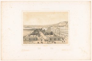 Blick auf die Villa Poggio Reale mit Baumallee in Neapel von Charles Claude Bachelier