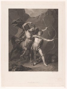 Chiron unterrichtet Achilles im Bogenschießen
