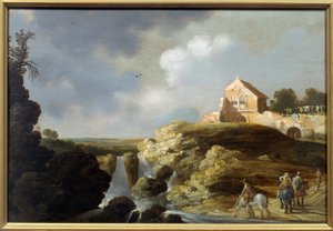 Italienische Landschaft. Gemälde von Carel De Hooch (? - 1638) von Charles Cornelisz de Hooch