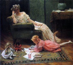 Das Kind beim Spielen beobachten, 1909 von Charles Courtney Curran