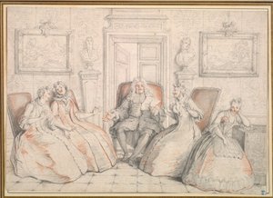 Trissotin liest Philaminte, Bélise und Armande vor (aus Akt 3, Szene 2 von Molières "Die gelehrten Frauen") von Charles Coypel
