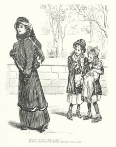 Kleine Schwester: Eine Witwe? Was ist eine Witwe? Große Schwester: Eine Dame, die einen Mann hatte und einen weiteren haben wird von Charles Dana Gibson
