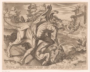 Herkules bezwingt den Stier von Kreta von Charles David
