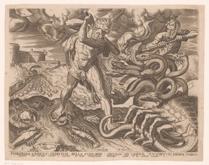 Herkules besiegt die Hydra von Lerna