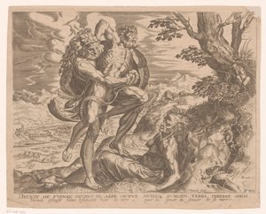 Herkules ringt mit Antäus (Werken van Hercules naar Frans Floris) von Charles David