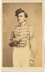 Unidentifizierter Bürgerkriegssoldat mit Mütze in quasi-napoleonischer Haltung von Charles DeForest Fredricks