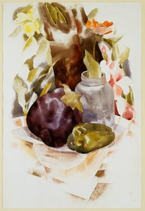 Aubergine und grüne Paprika