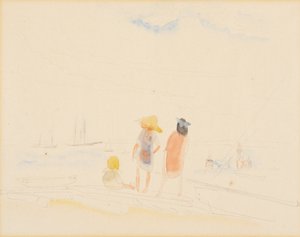 Zwei Frauen und Kind am Strand von Charles Demuth