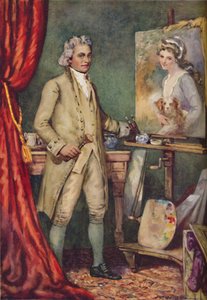 George Romney - Bei der Arbeit an einem Bild seines Lieblingsmodells, um 1925 von Charles Dudley Tennant