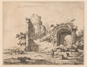 Landschaft mit Ruine und Hirte (Drucke mit Ruinen in Landschaften)