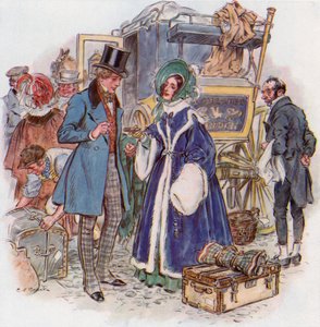 Große Erwartungen, Estella kommt mit der Kutsche aus Rochester in Cheapside an von Charles Edmund Brock