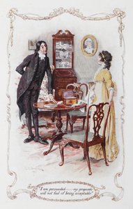 Ich war überzeugt, meine Vorschläge werden nicht abgelehnt, Mr. Collins und Elizabeth Bennet, Illustration zu 