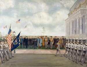 Marschall Joffre auf Mission in Washington, inspiziert Studenten von West Point, Frühling 1917