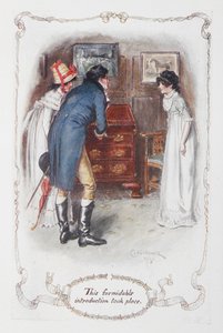 Diese eindrucksvolle Einführung fand statt, Georgina Darcy und ihr Bruder, Fitzwilliam Darcy, mit Elizabeth Bennet, Illustration zu 