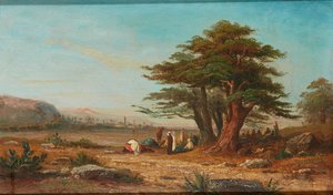 Lageraufbau mit ruhenden Kamelen von Charles Edouard (attr.to) Frere