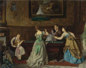 Damen spielen Billard, 1869 von Charles Edouard Boutibonne