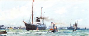 Dampfschiff und Schlepper