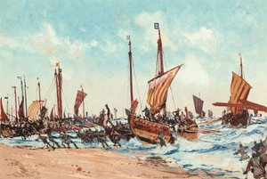 Die Landung von Wilhelm dem Eroberer in Hastings am 28. September 1066 von Charles Edward Dixon
