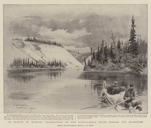Auf der Suche nach Reichtum, Goldsucher am Hootalinqua-Fluss auf dem Weg nach Klondyke von Charles Edwin Fripp