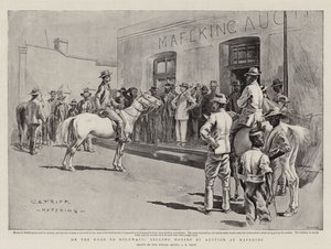 Auf dem Weg nach Bulawayo, Verkauf von Pferden durch Auktion in Mafeking von Charles Edwin Fripp