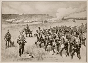 Die City of London Imperial Volunteers unterstützen General Hamiltons linke Flanke in der Aktion bei Doornkop am 29. Mai 1900