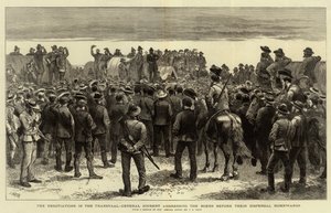 Die Verhandlungen im Transvaal, General Joubert spricht zu den Buren vor ihrer Heimkehr