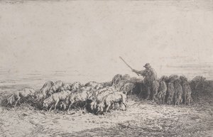 Eine Schweineherde, 1850 von Charles Emile Jacque