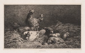Hühner Poutes, 1867 von Charles Emile Jacque